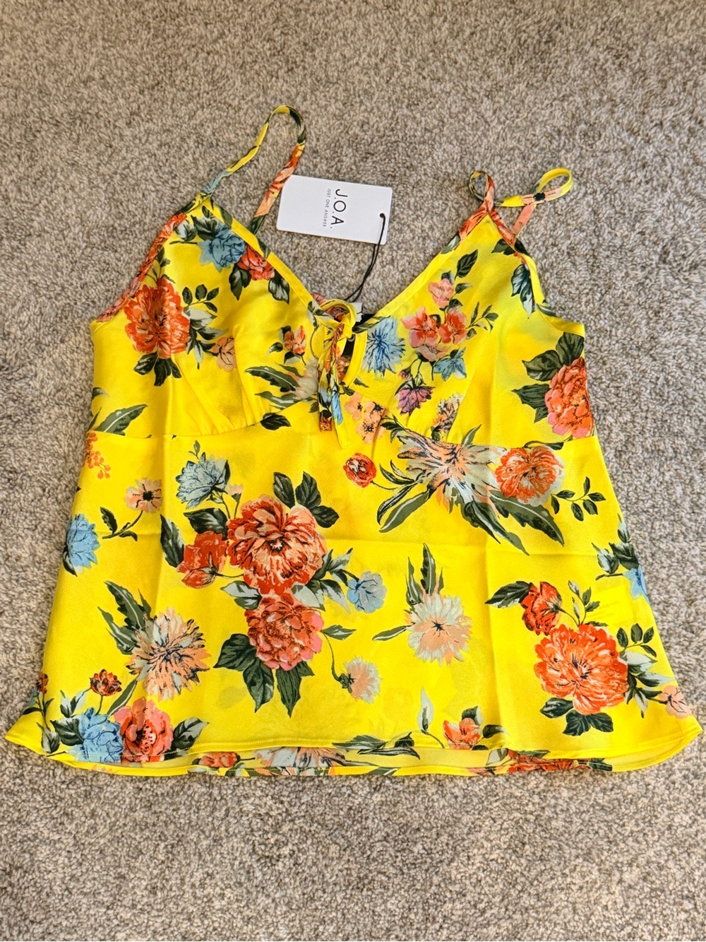 J.O.A. Yellow Floral Tie-Front Camisole
